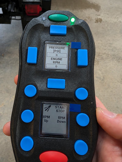 Handheld remote control unit used to operate a jetting system in the field.