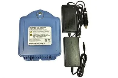 Transmitter rechargeable battery kit including battery pack, mains charger, and 12V automotive charger.
