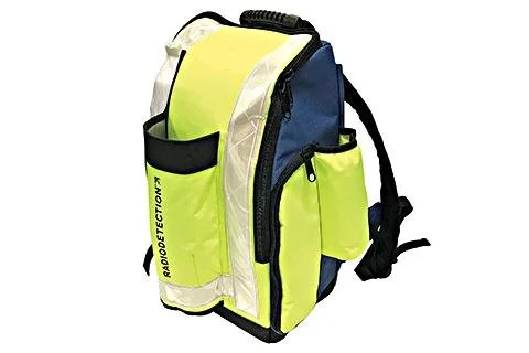 Radiodetection backpack designed to carry a precision cable and pipe locator system with tool pockets.
