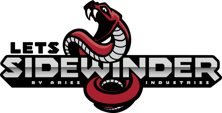 LETS Sidewinder by Aries Industries logo featuring a coiled red and black snake graphic.