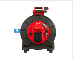Milwaukee 200' pipeline inspection reel with self-leveling HD camera head and 4x zoom capability.