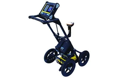 Radiodetection LMX150 FINDAR ground penetrating radar cart with compact display used for utility locating.