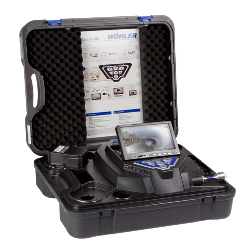 Wohler pipe inspection camera system with monitor and camera head packed in its hard carrying case.