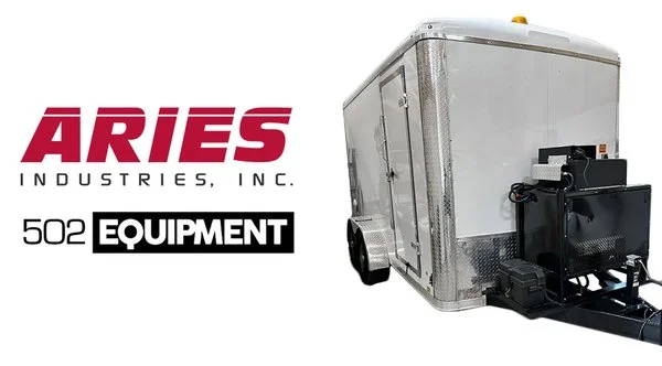 Aries Industries 502 Equipment pipeline television inspection trailer with pan/tilt/zoom camera and transporter system.