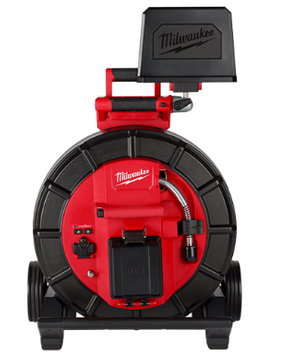 Milwaukee Tool mainline sewer inspection camera reel used for drain maintenance and pipe inspection.