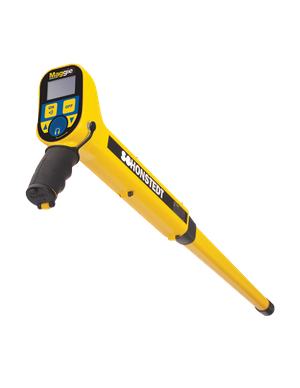 Schonstedt Maggie handheld magnetic locator with digital display for single-handed underground utility detection.