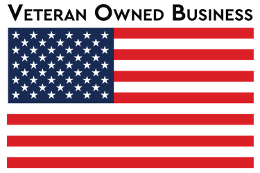 Veteran Owned Business badge featuring an American flag graphic.