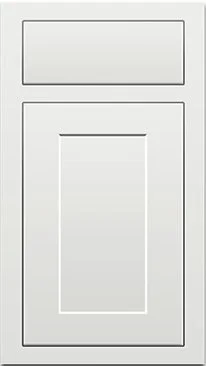 Drawing of a kitchen cabinet with a drawer above a door