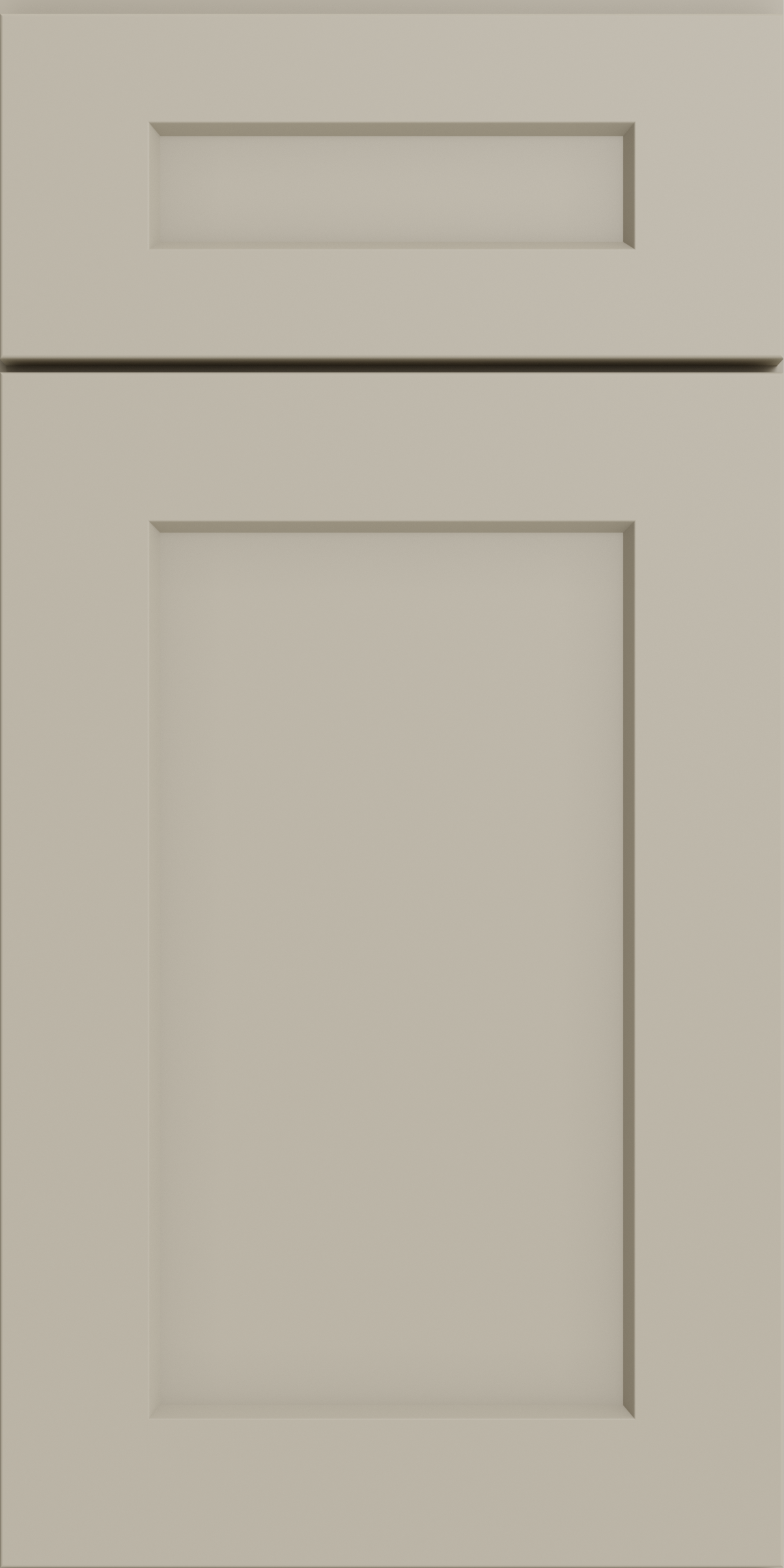 Close-up of a plain, cream-colored cabinet door with a rectangular inset panel.