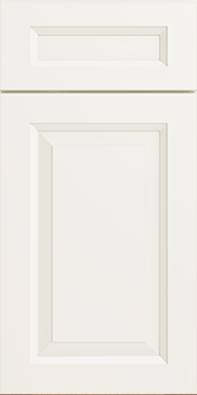 A plain white cabinet door with three recessed panels, set against a white background.