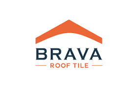 Brava Roof Tile logo with an orange roof graphic and the company name in blue