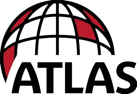 Atlas logo featuring a stylized globe with red and black segments and the word ATLAS below.