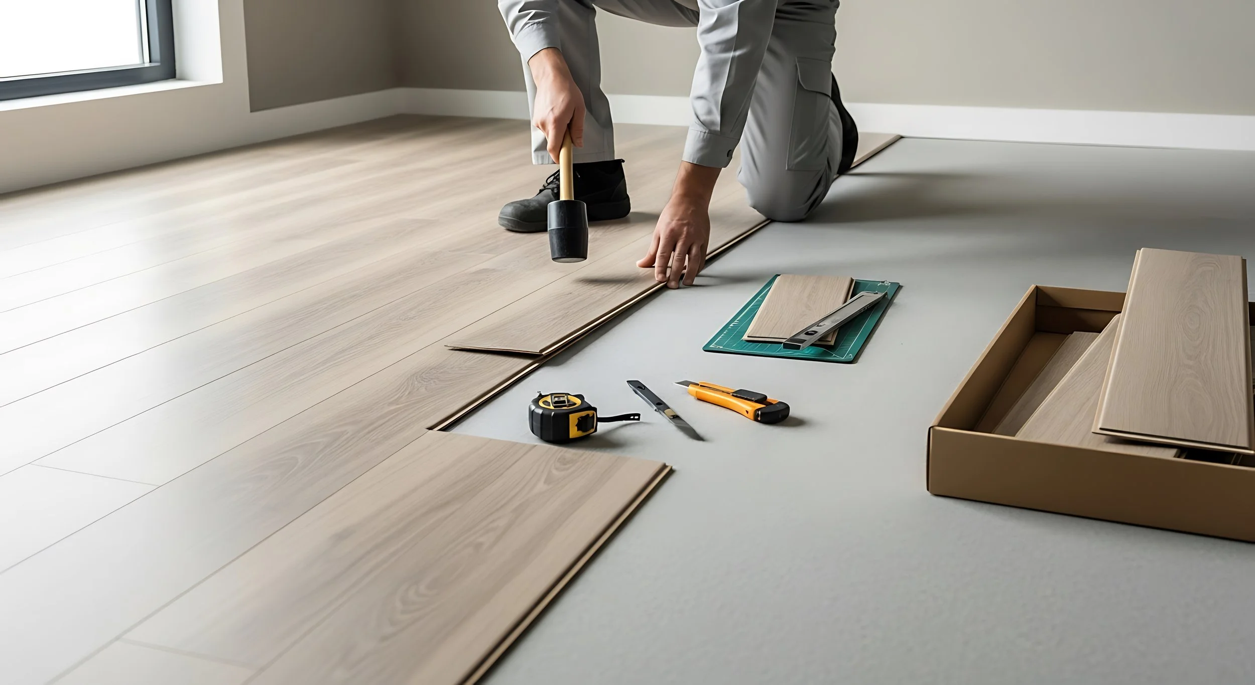 Floor repair and baseboard installation service