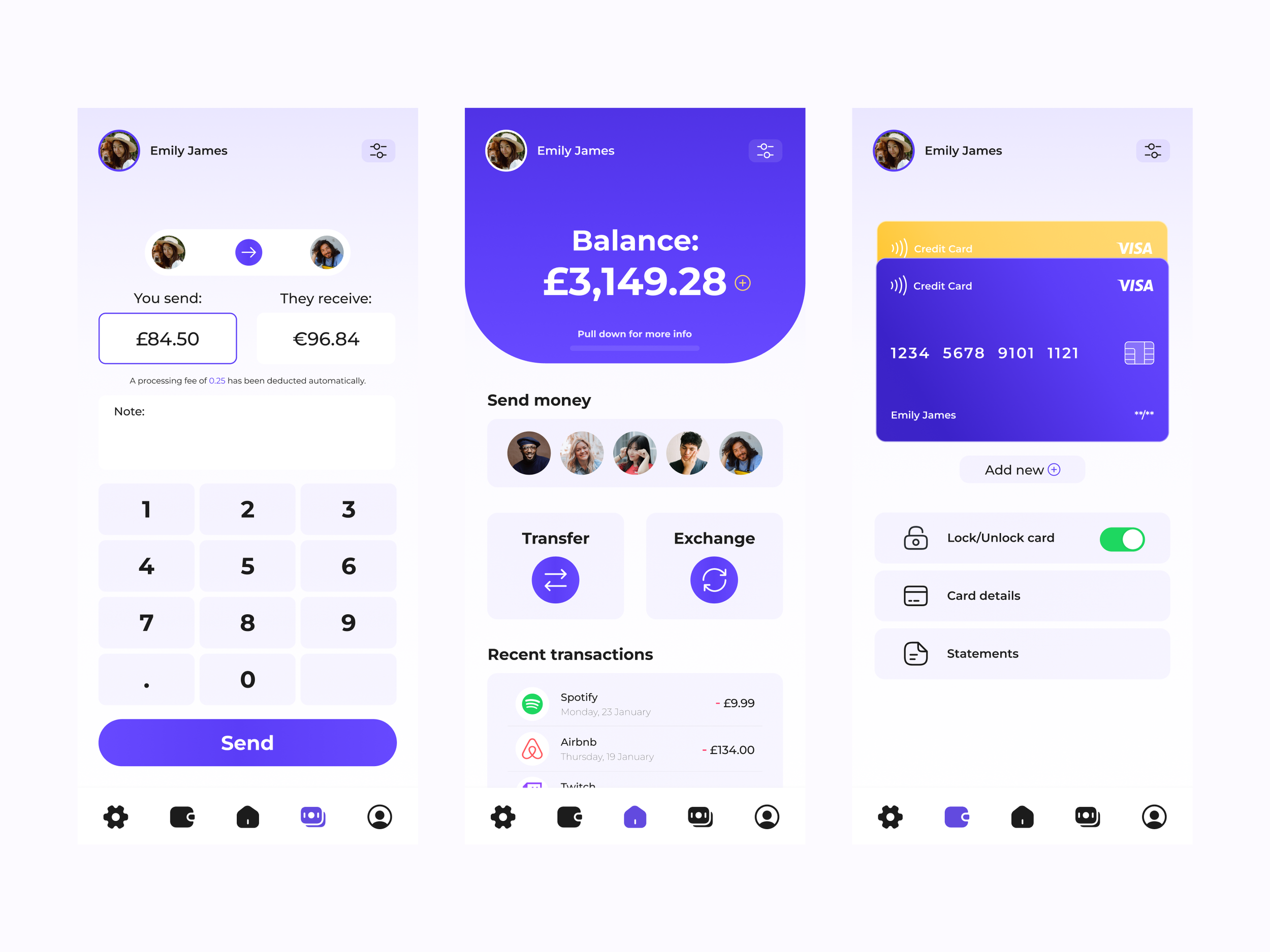 High-fidelity build (final!): Added in colours and design elements as before, this time bringing in gradients to give it more of a modern feel, whilst retaining a focus on the pivotal aspects.