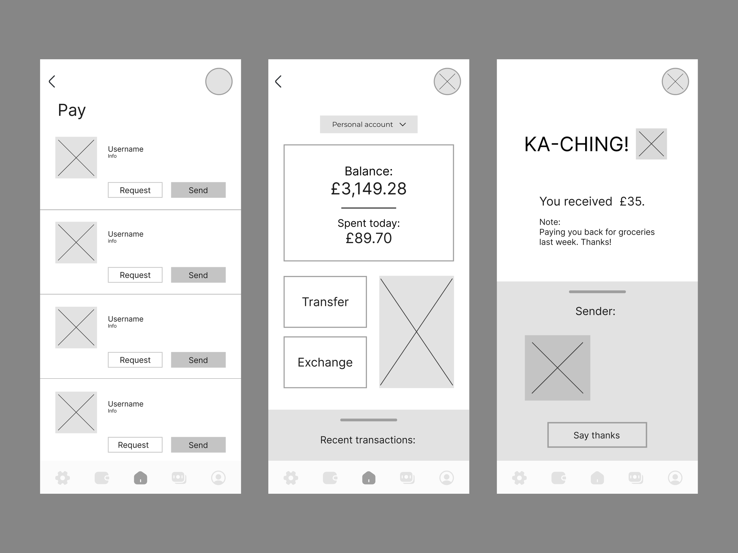 Wire-framing: Building out how I want the design to look in more detail. Added in some icons for the menu.