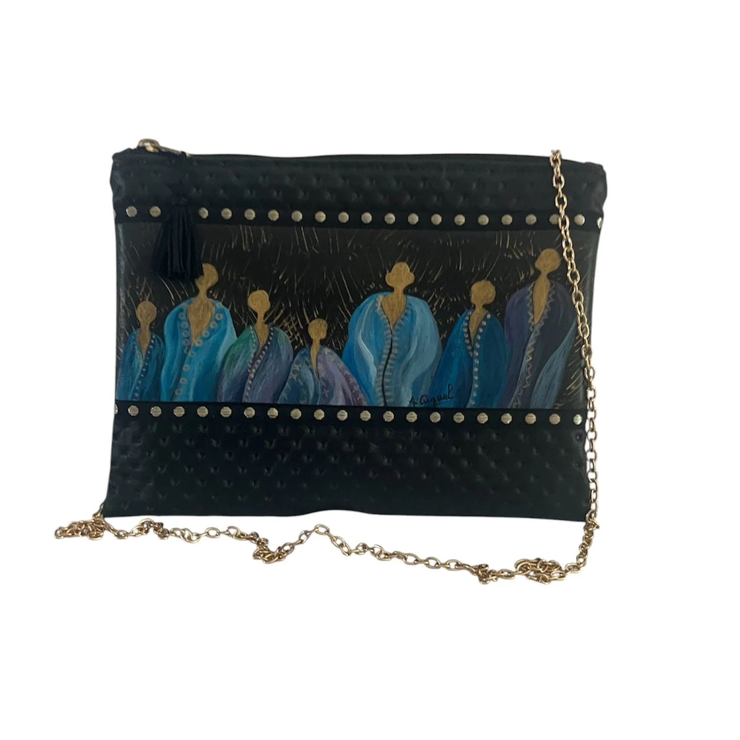 Pochette Artistique à Chaînette Dorée Amovible