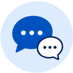 Flat icon of two text bubbles.