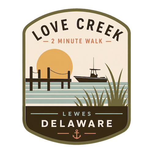 The Happy Place at Sunset Inn is a 2 minute walk from Lewes Delaware.