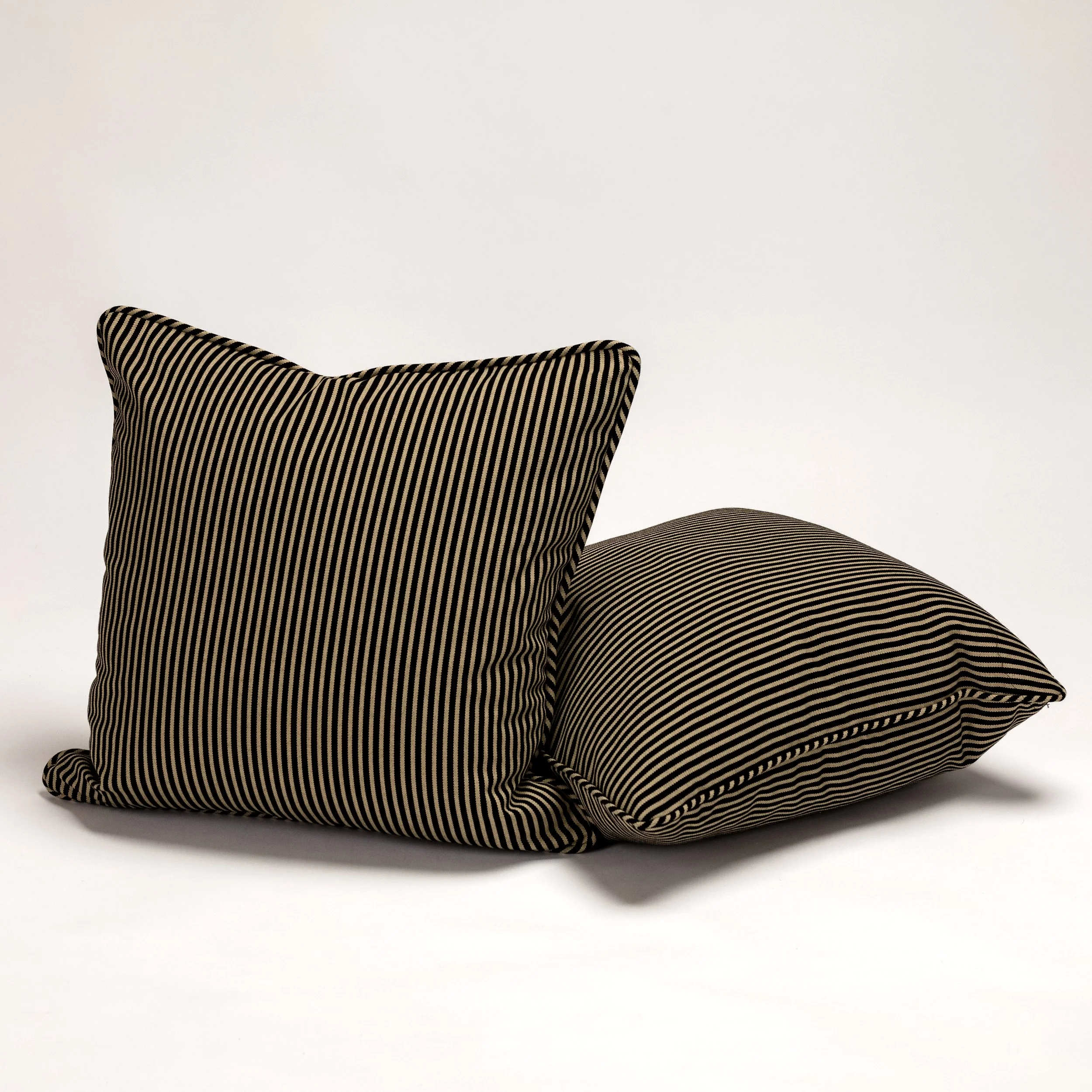 Beige and Black Stripe Pillows - Pair