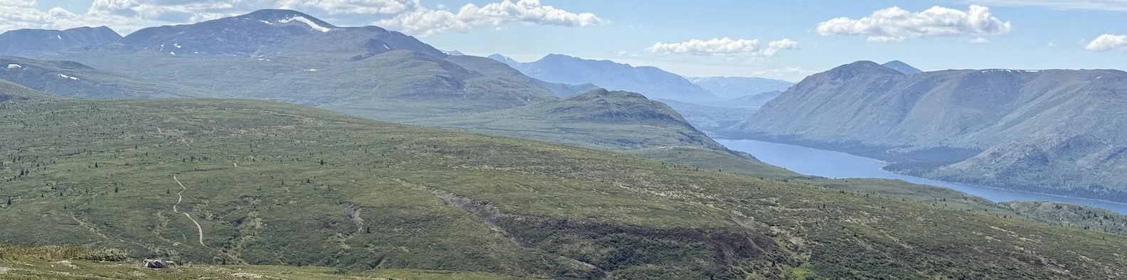 Mountain range and lake in northern Yukon