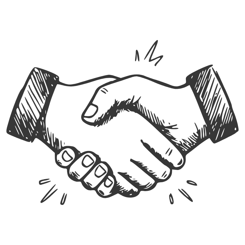 Hand drawn illustration of a handshake, representing fair mediation