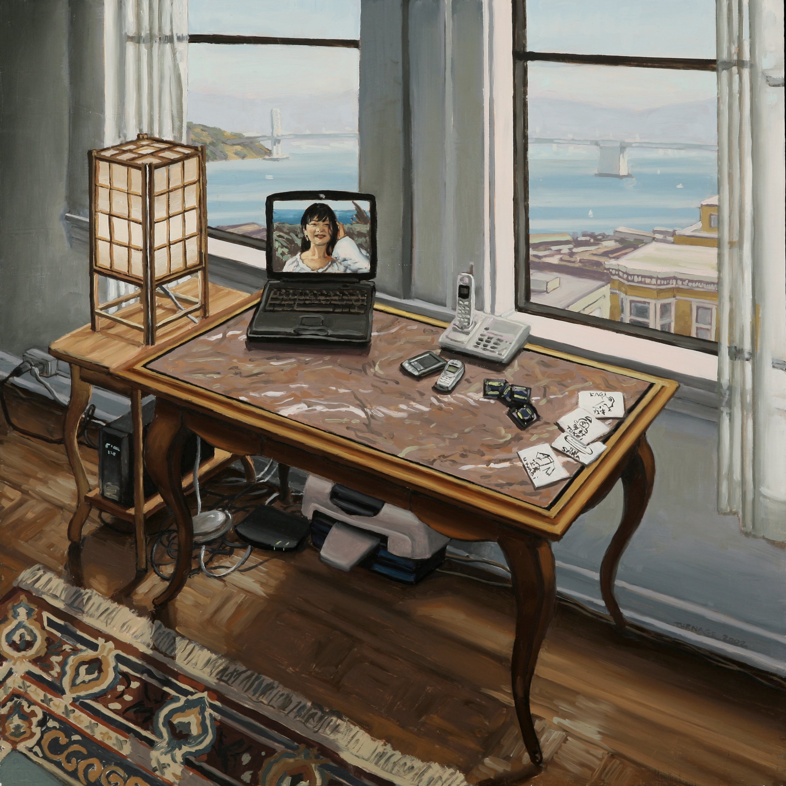 Desk (2001) oil on panel 24 x 24 inches