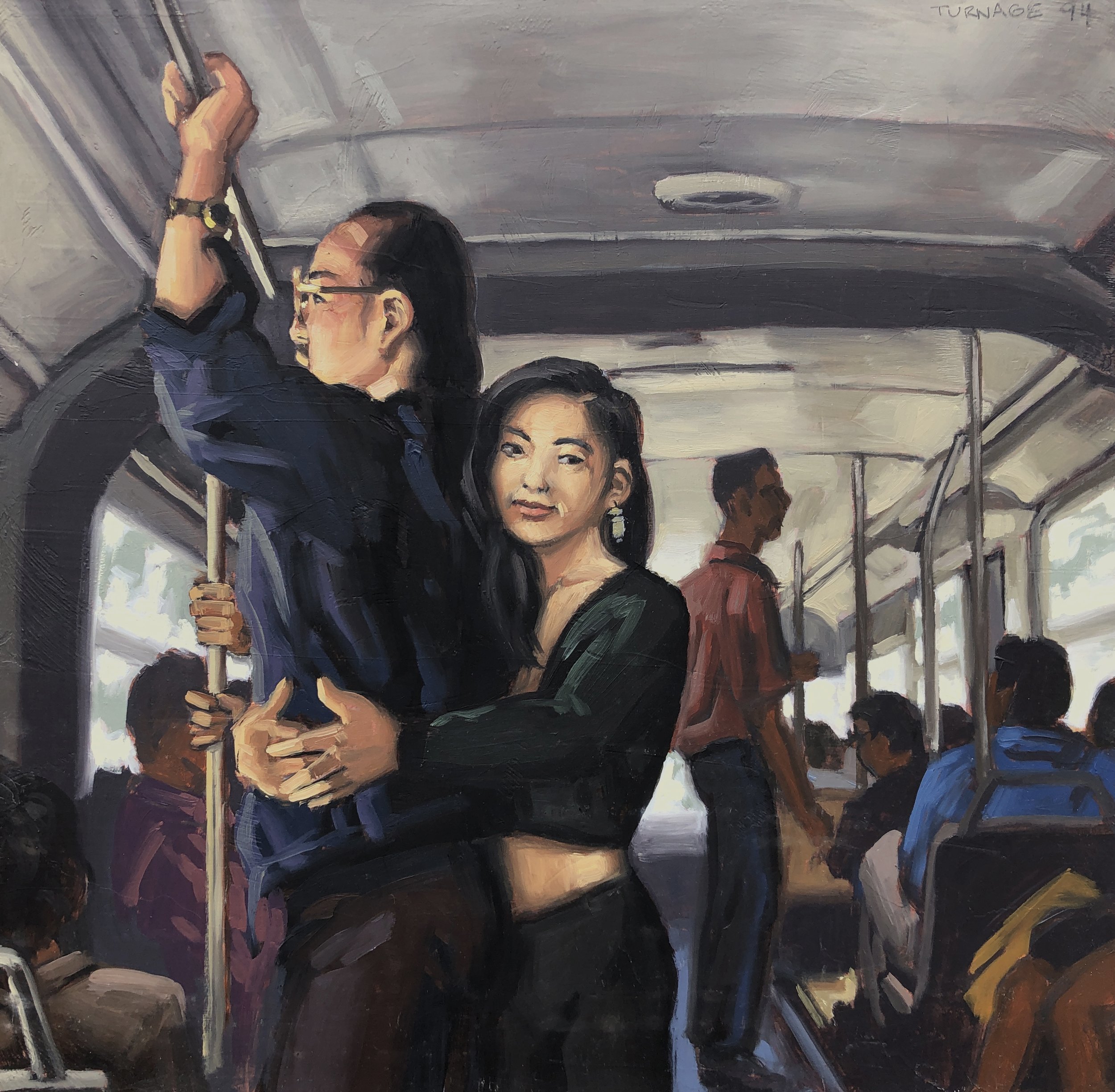 On the Bus (1994) oil on panel 12 x 12 inches
