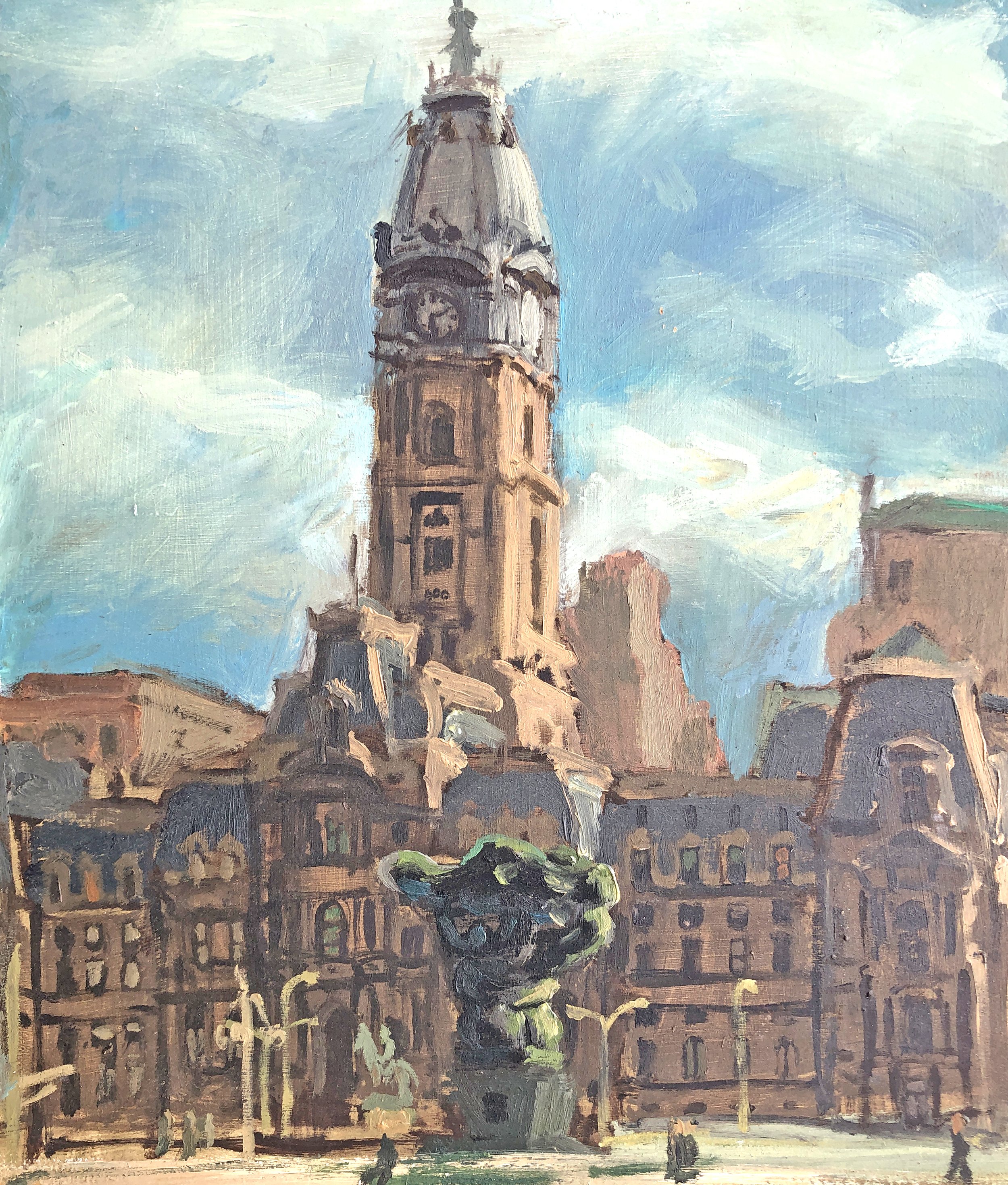 Philadelphia City Hall (1985) oil on panel 12 x 10 inches