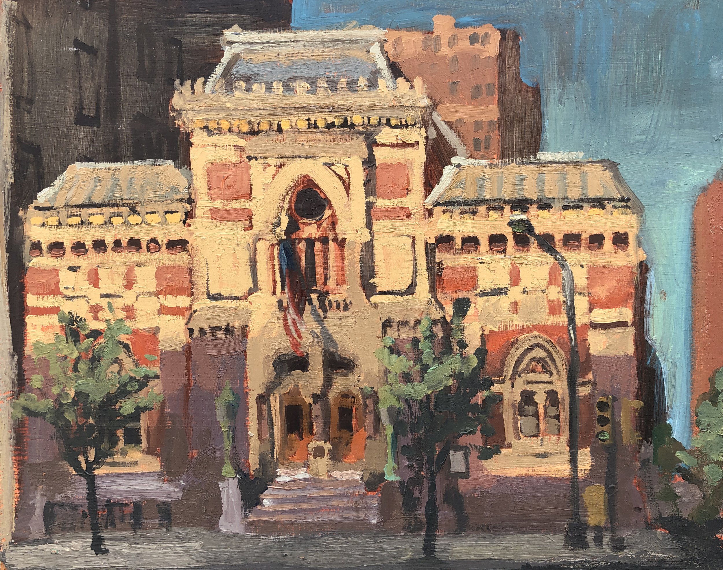 Academy Broad & Cherry (1985) oil on panel 10 x 12 inches