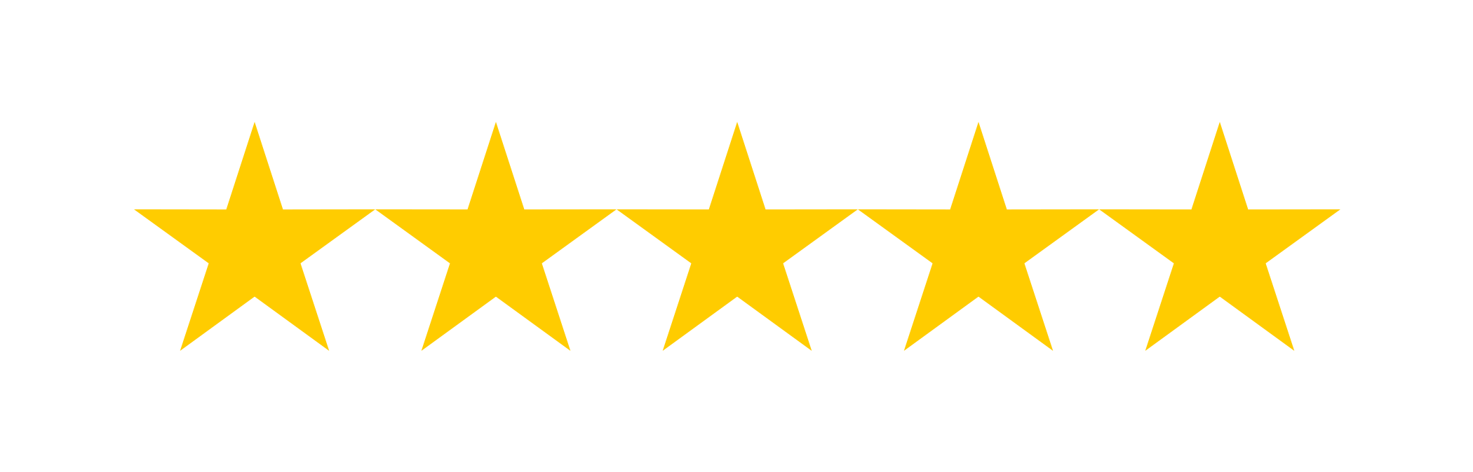 Five yellow stars in a row on a black background.