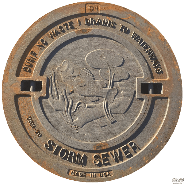 VRM-30® Manhole Cover BASS “Dump No Waste Drains to Waterways” Storm Sewer