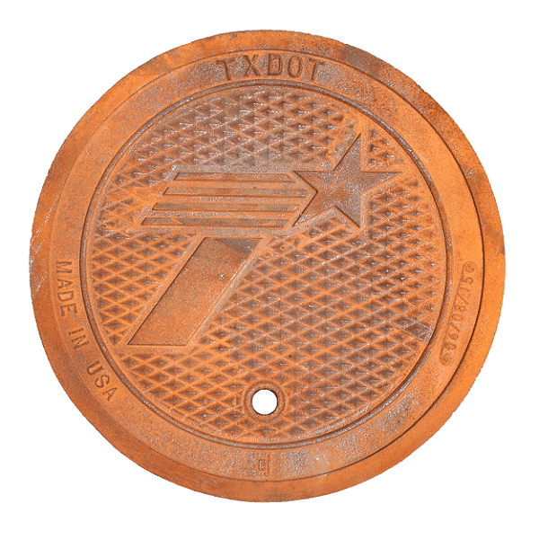 180-18 Cast Iron Inlet Access Cover TxDOT #1846 with Logo