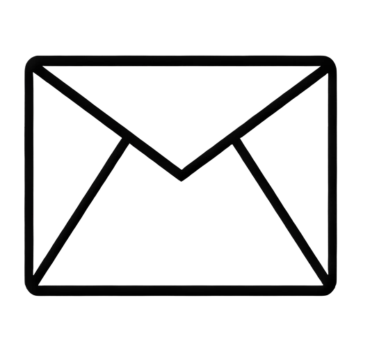 Outline of a closed envelope or letter on a black background.