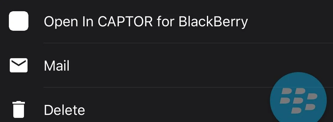CAPTOR for BlackBerry 3.5.6 (iOS):  BlackBerry Dynamics Workflows