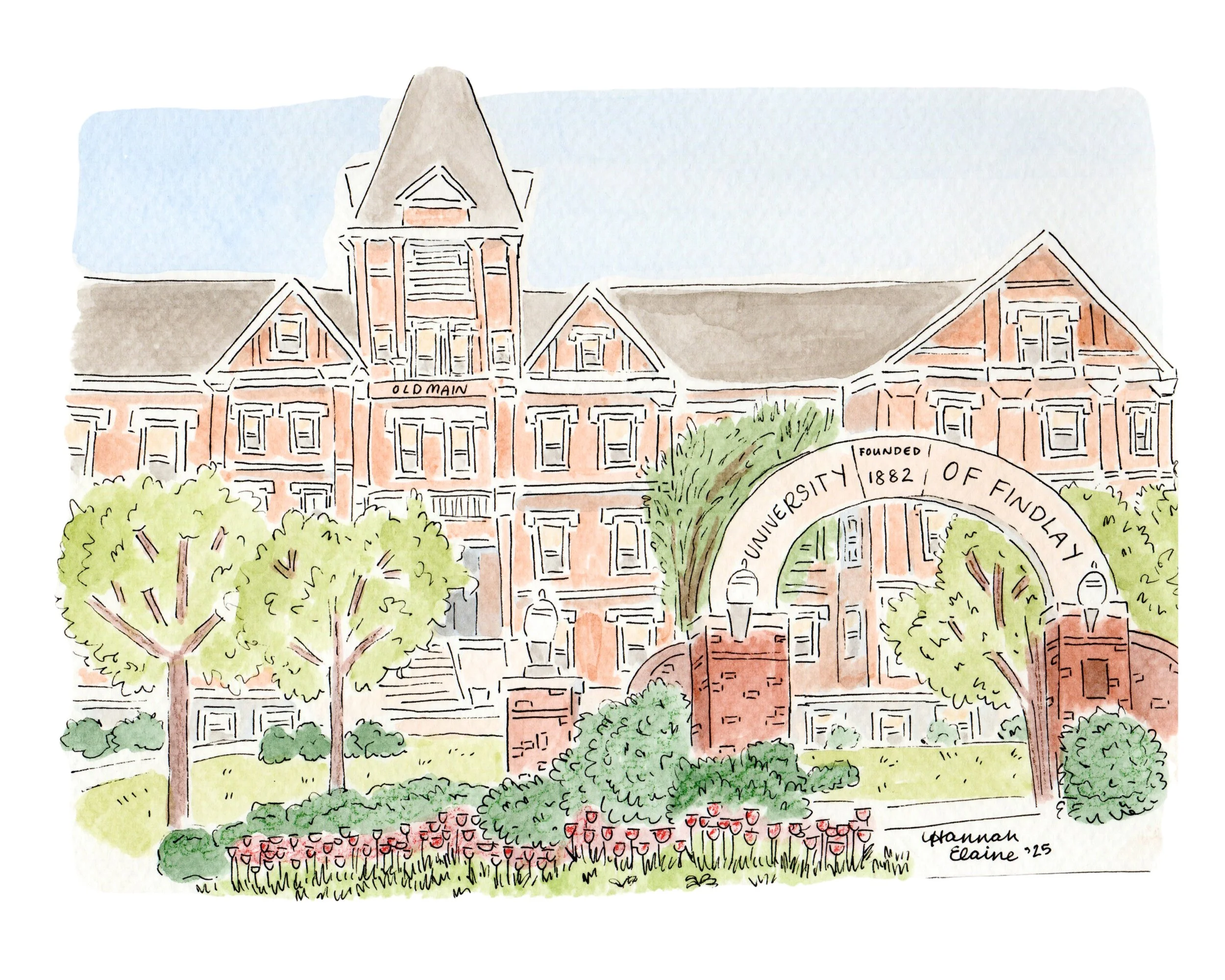 "Old Main" - 6x9" watercolor and ink on paper - $50
