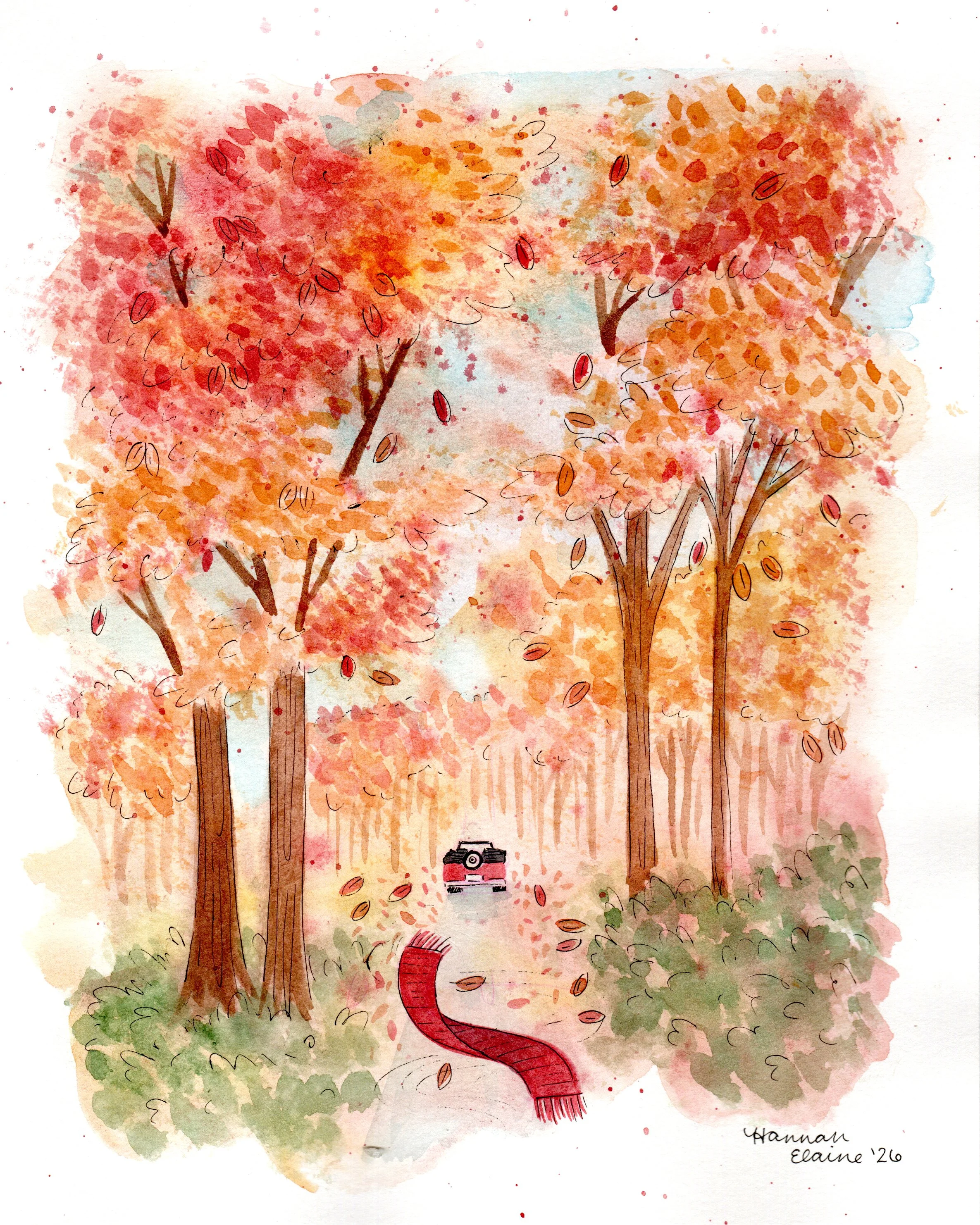 "Red" - 8x10" watercolor and ink on paper - $100