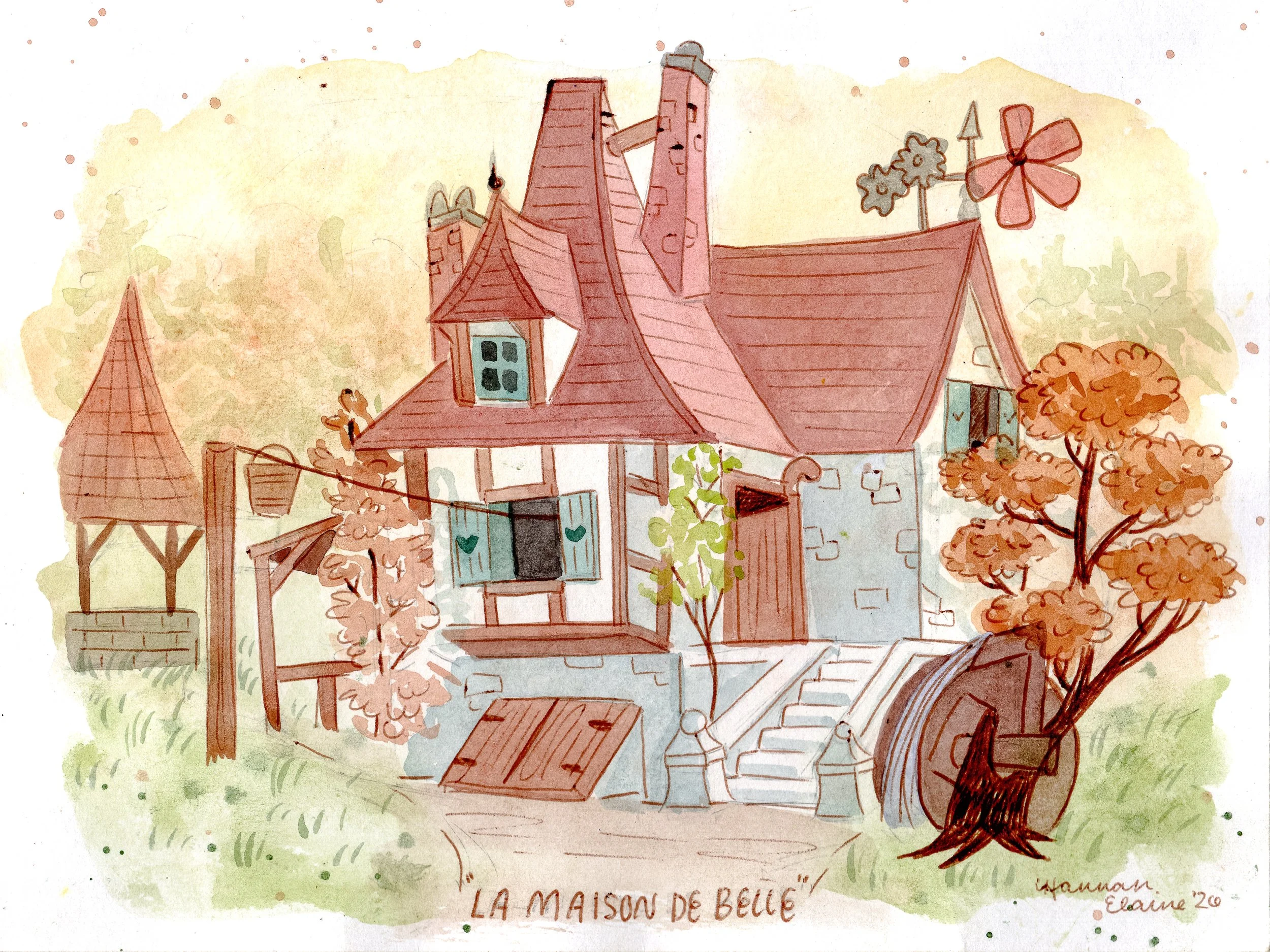 "La Maison de Belle" - 6x8" watercolor & ink on paper - $80