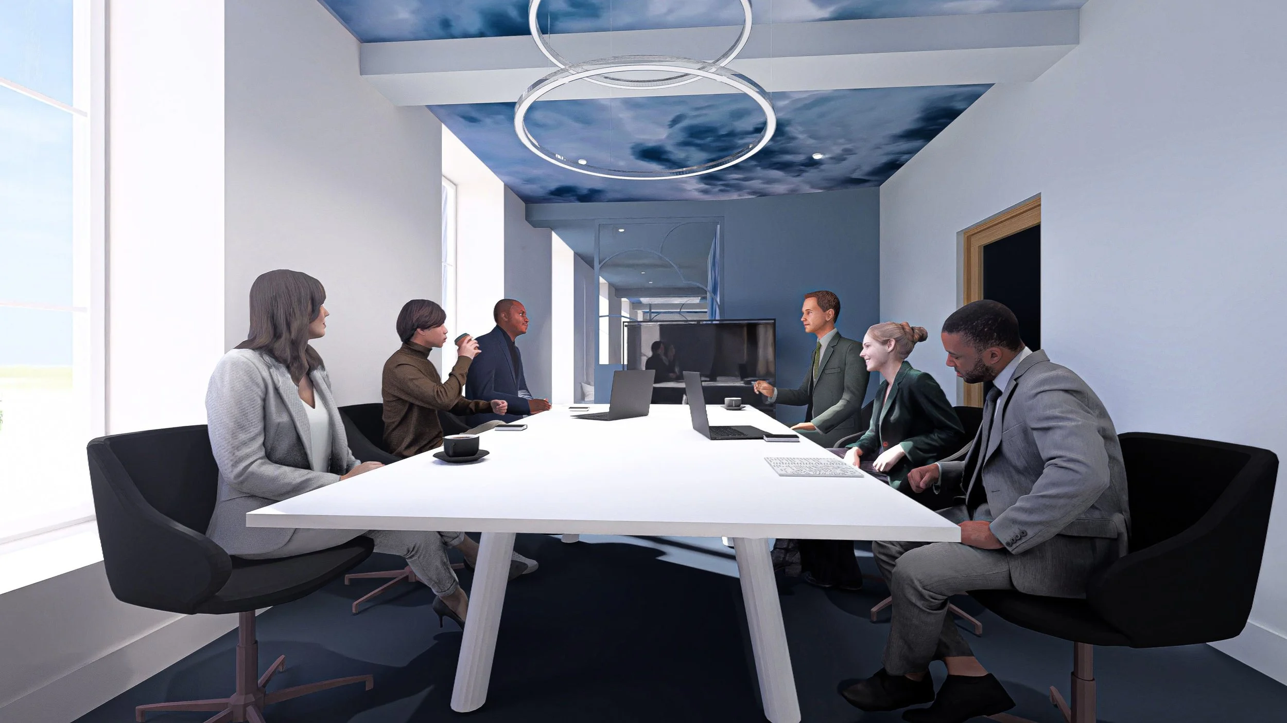 Une salle de réunion pensée pour les échanges professionnels.