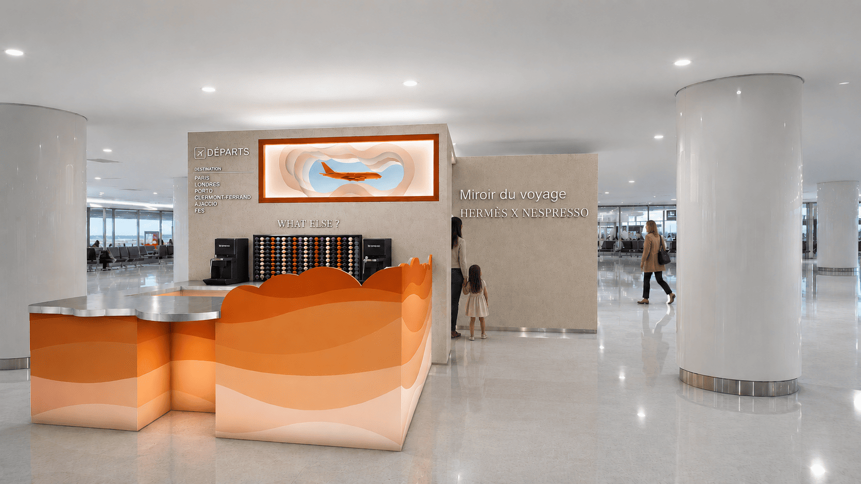 Le comptoir Nespresso constitue le point d'accueil et de dégustation au cœur du pop-up.