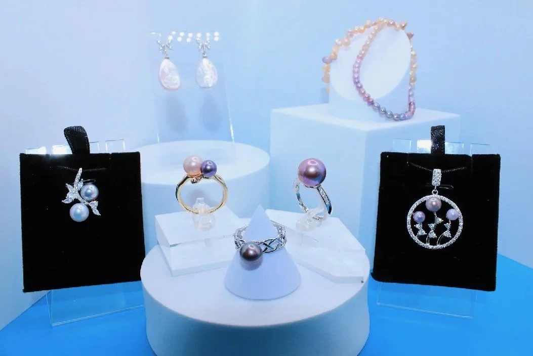 pearl jewelry on display