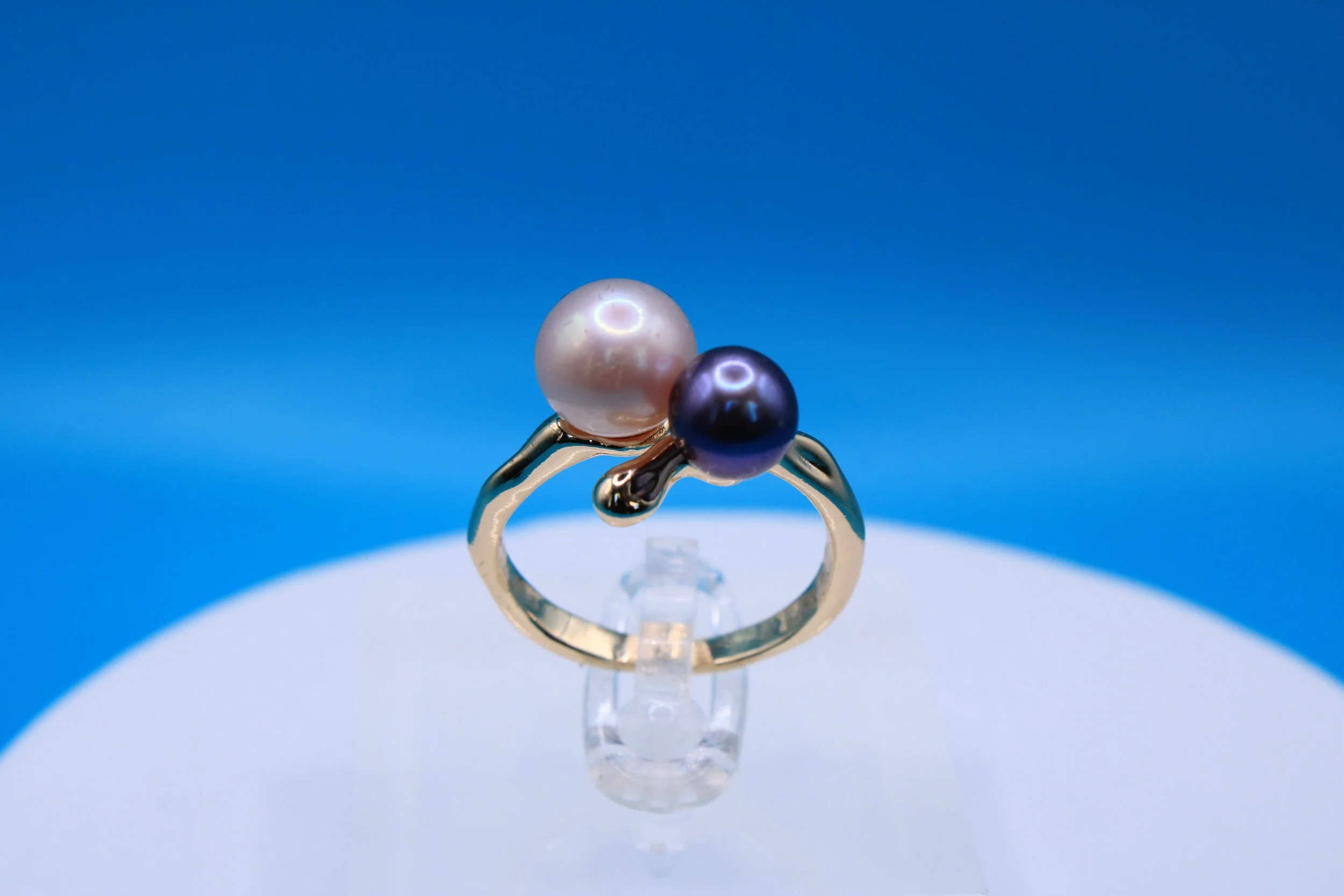 Pink/Purple Double Pearl Ring