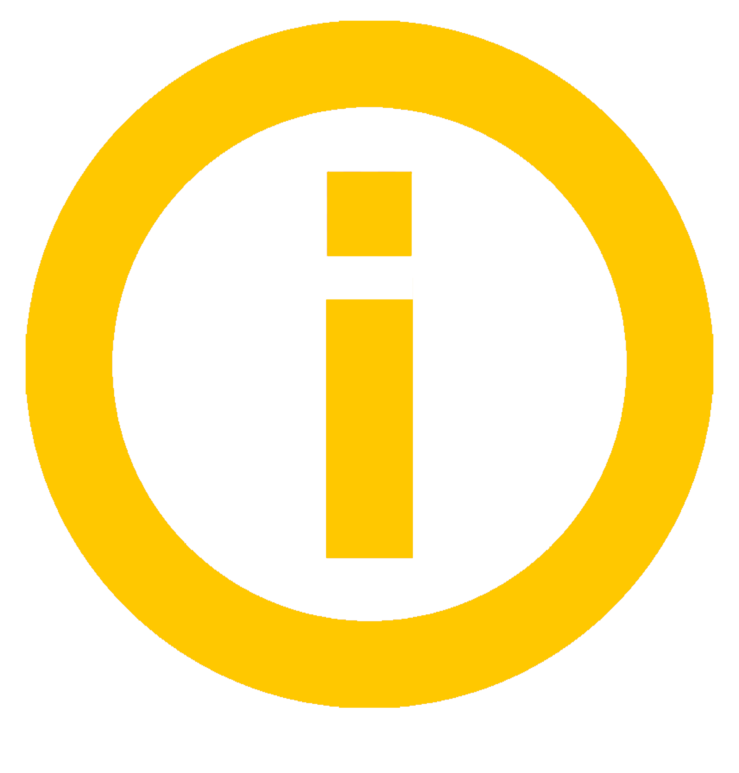 A yellow circle with a black background and a yellow exclamation mark in the center.