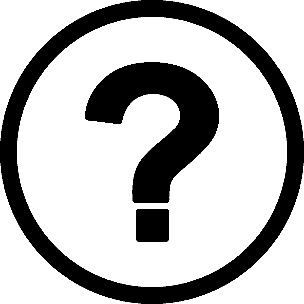A black question mark inside a circle.