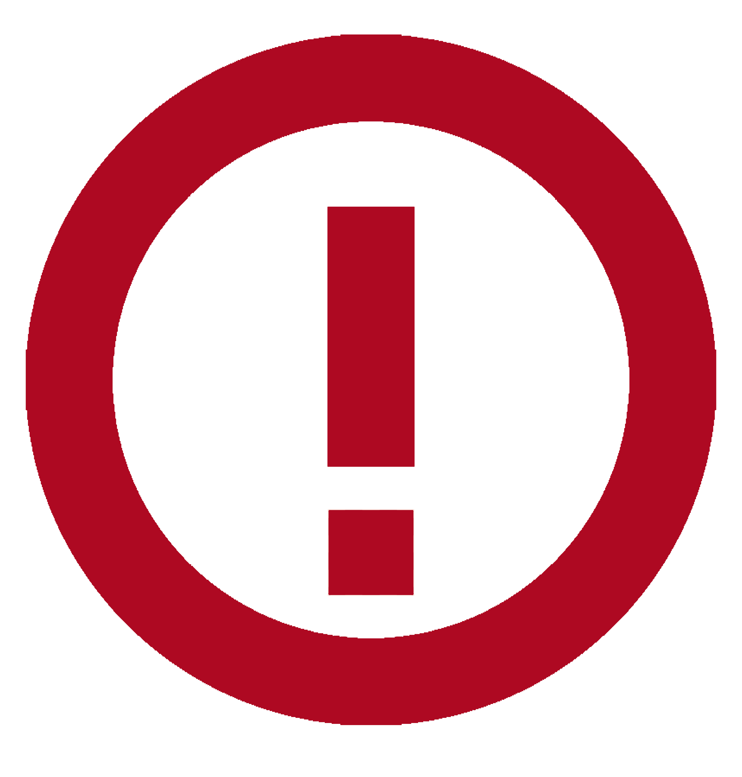 Red circle with a diagonal line crossing out a black question mark.