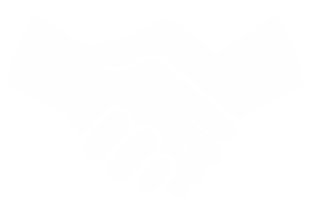 Black and white outline of two hands shaking.