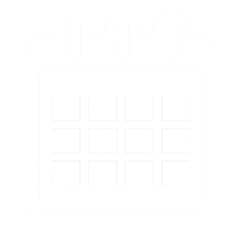 Calendar icon with grid of squares and three spiral binding loops at the top