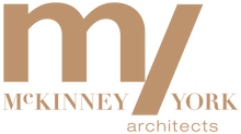 Logo with stylized 'my' and 'MCKINNEY NY' underneath, associated with architecture.