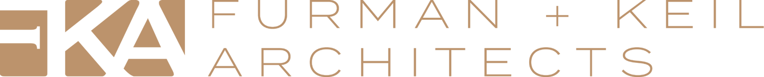 Text-based logo for Fureman + Keil Architects with stylized initials FA and KK.