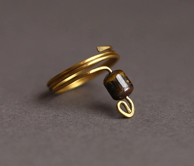 Minimalist Tiger Eye Brass Ring