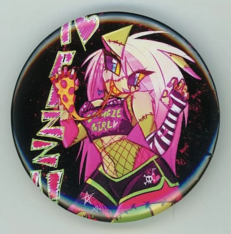 Zombie Girl, I ♥ Pizza Button